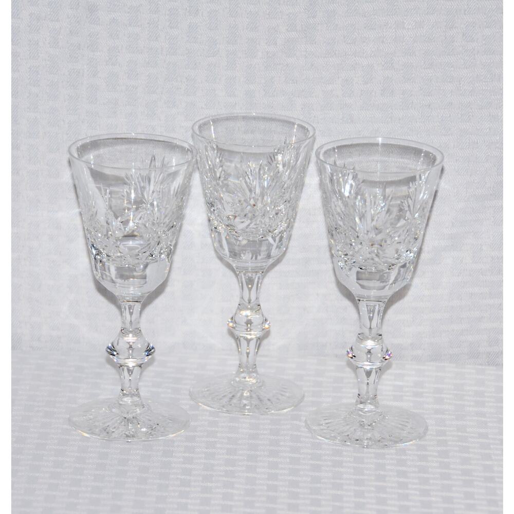 Vintage crystal Cut Glass Star of Edinburgh Scotland wine glasses x-3